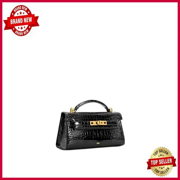 Medium Croc Vegan Leather Top Handle Satchel Bag with Adjustable Strap